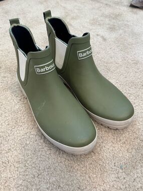 Barbour Olive Green Chelsea Rain Ankle Boots